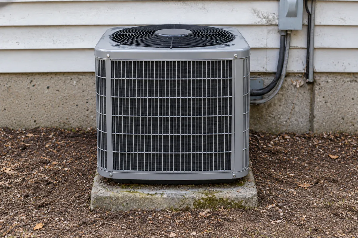 New high-efficiency outdoor unit installed on a level pad