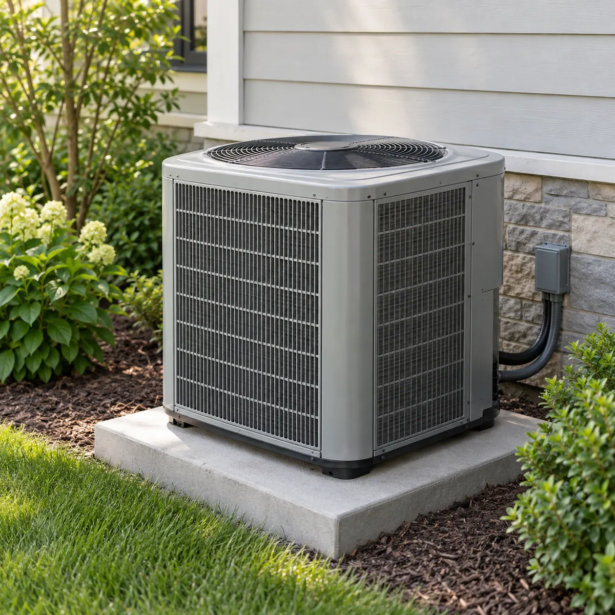 Wall-mounted split system air conditioner in a living room