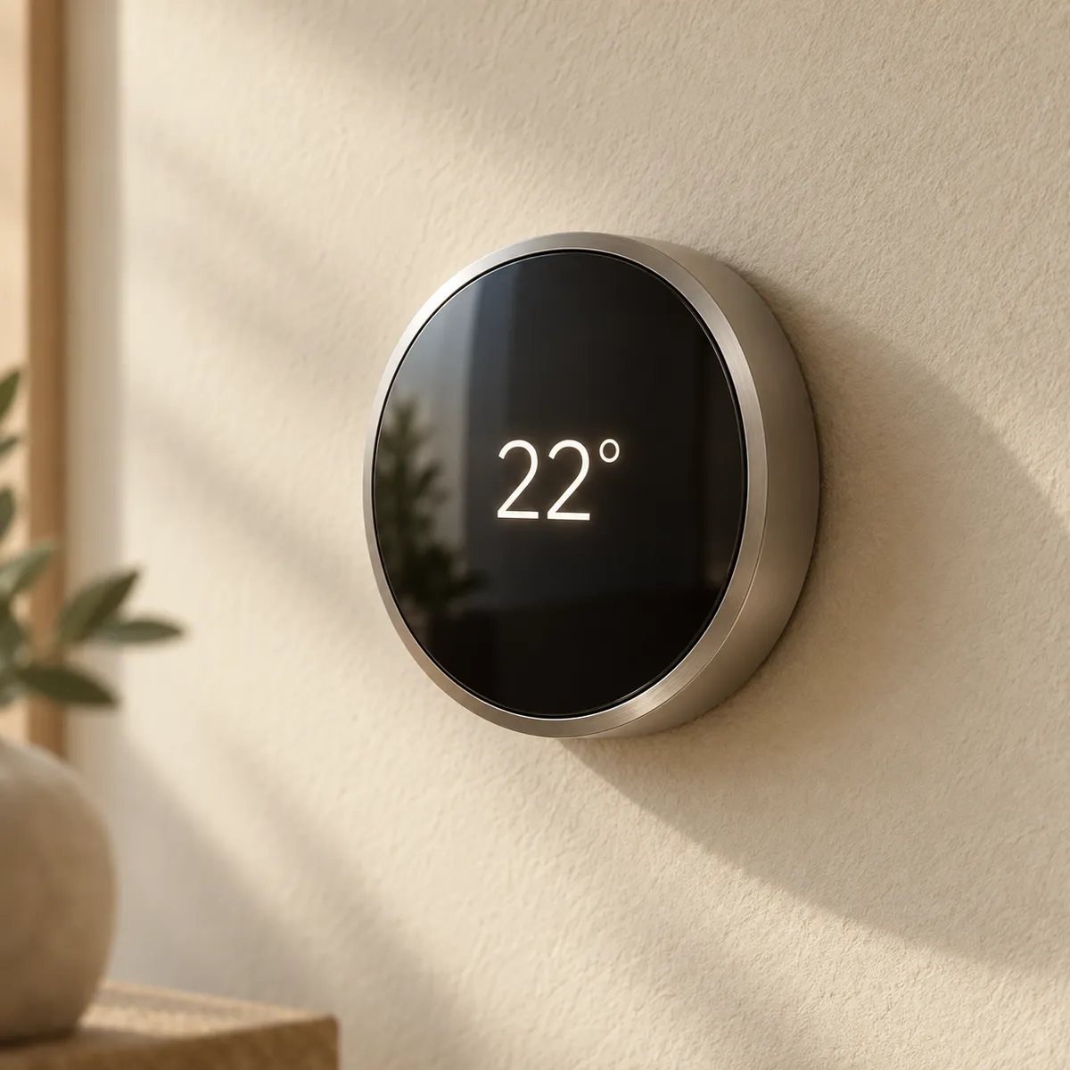 Wall thermostat controller showing the set temperature