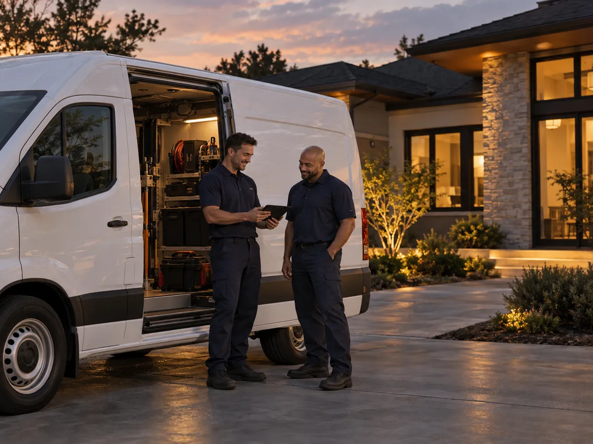 Northridge HVAC service van parked on a suburban street